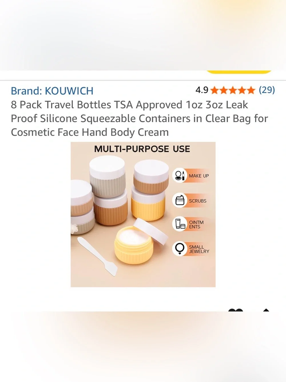 Silicone Travel Jars 1 oz & 3 oz Set of 8